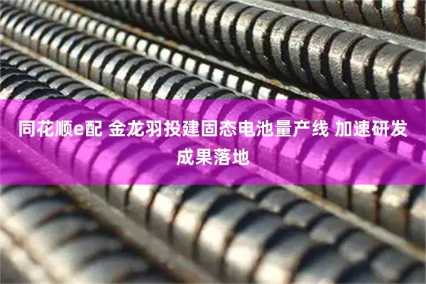 同花顺e配 金龙羽投建固态电池量产线 加速研发成果落地